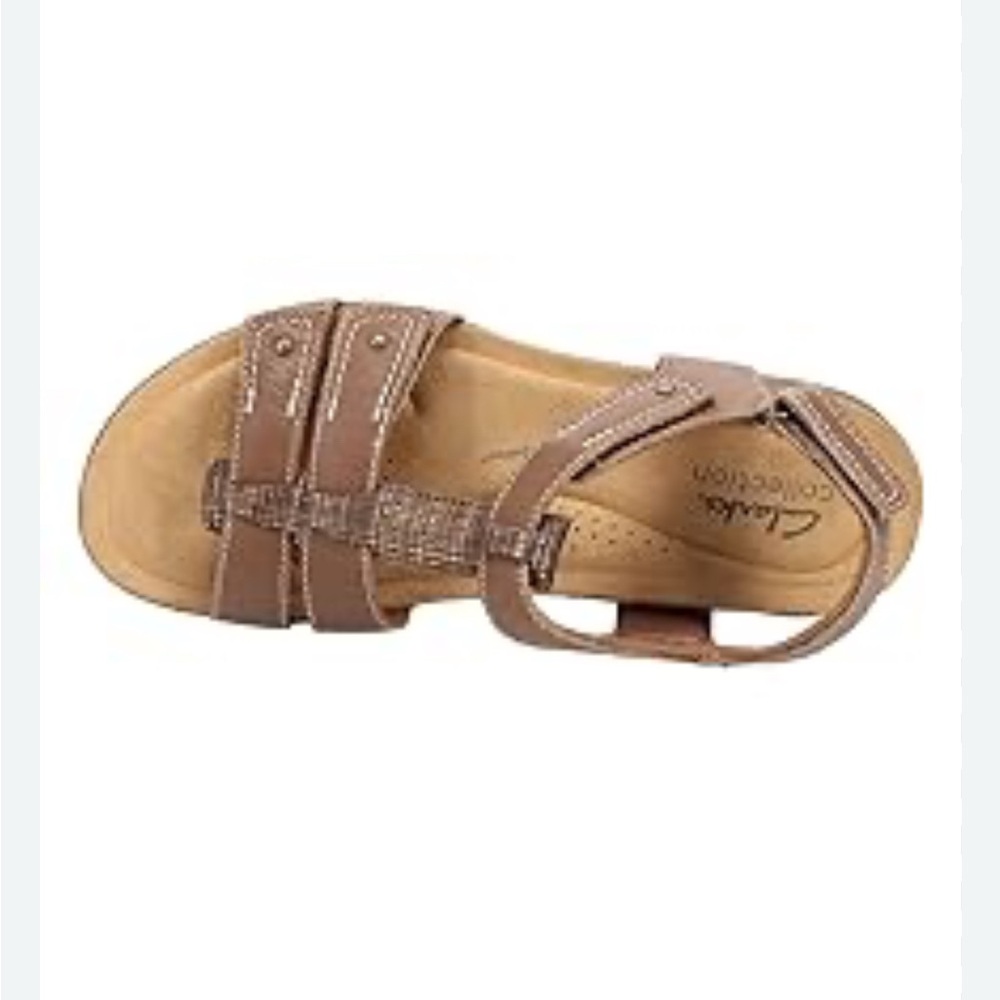 Clarks Collection Adjustable Sandals April Cove Brown ‎ Metallic Women’s Sz-8